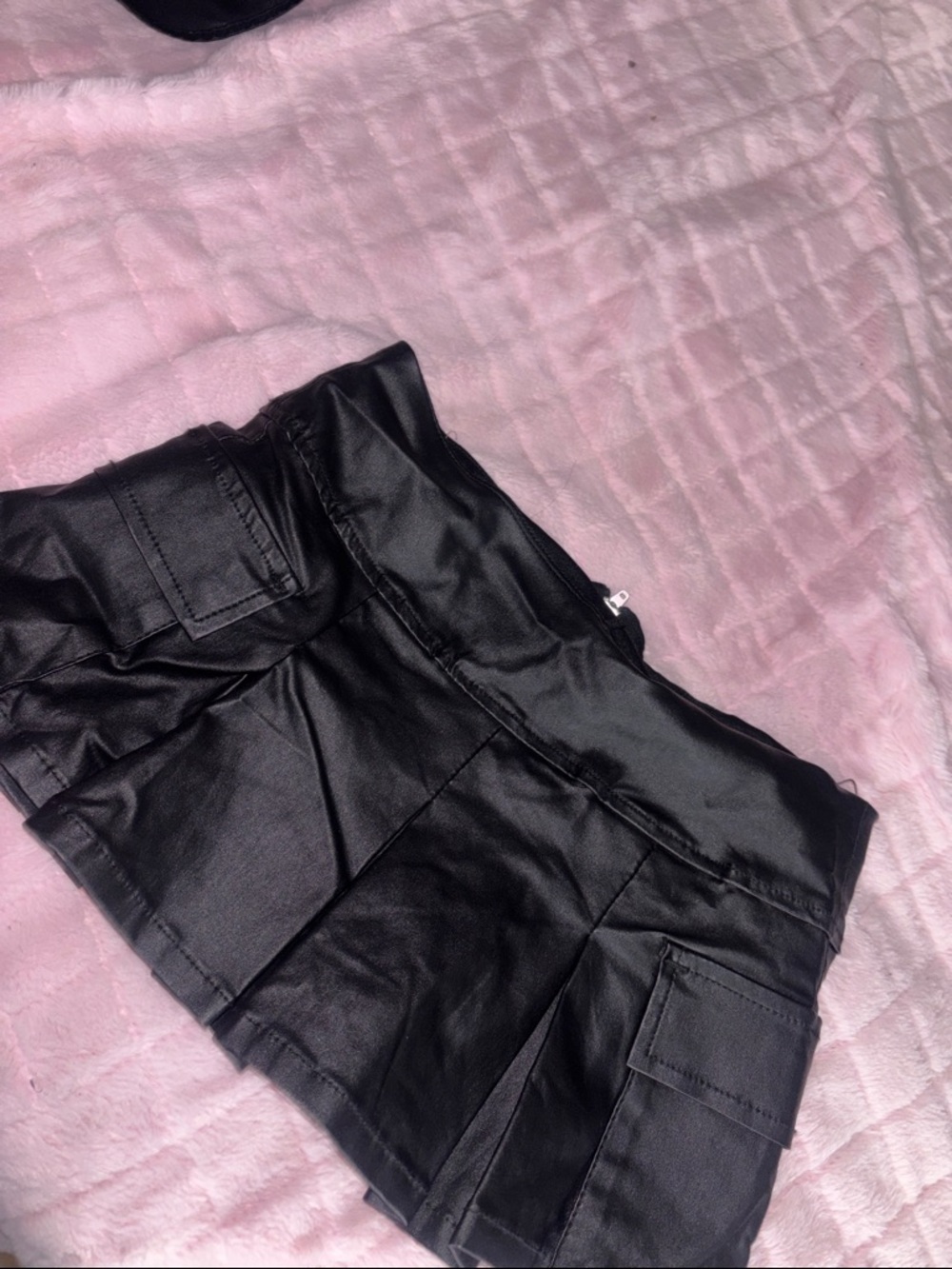 Madden Girl Black Faux Leather Cargo Skort